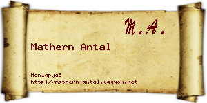 Mathern Antal névjegykártya